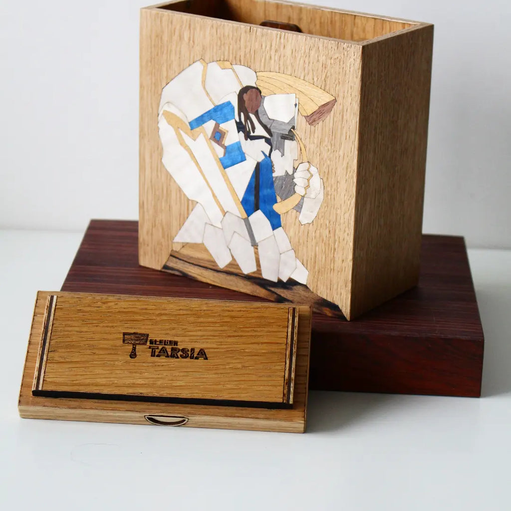 altered wooden deckbox, accessory for trading card game