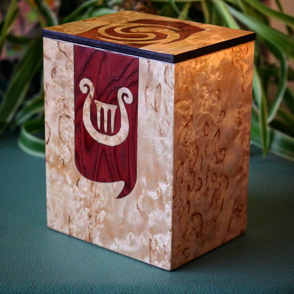 altered wooden deckbox, accessory for trading card game