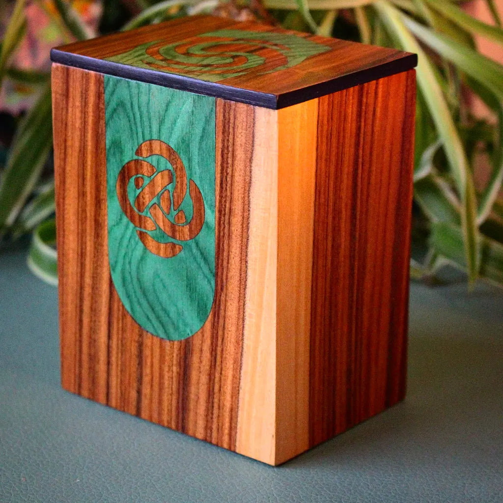 altered wooden deckbox, accessory for trading card game
