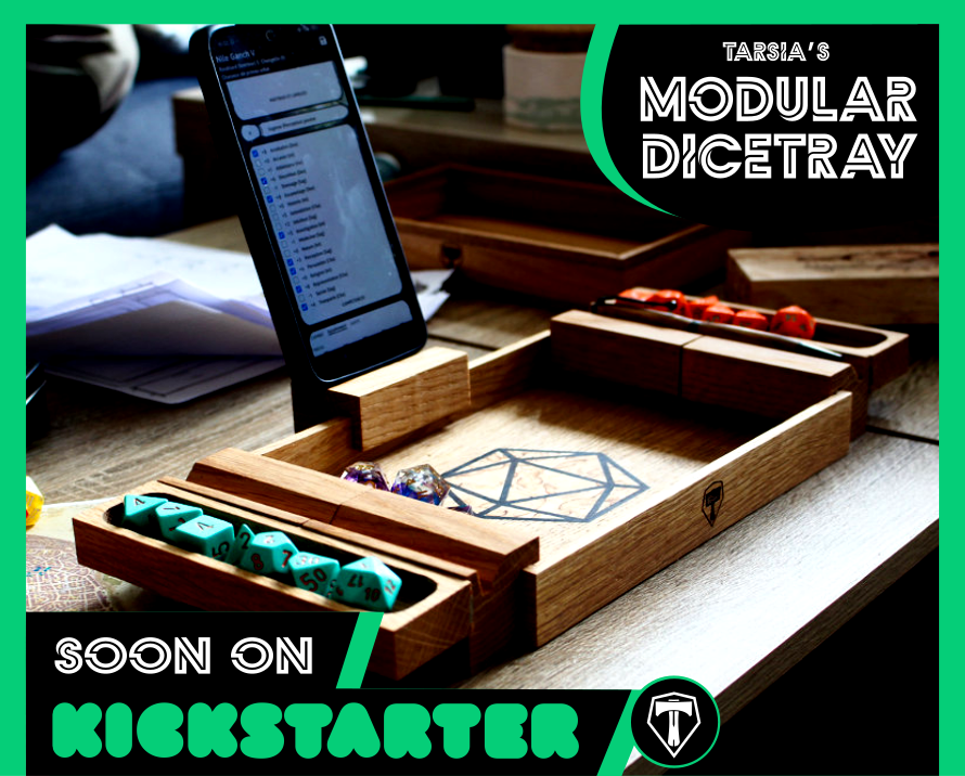 Modular dice tray, kickstarter, phone support, dice container