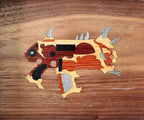 khorne bolter inspired Warhammer dice tray marquetry
