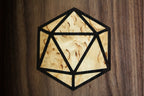 walnut D20 icosahedron dice tray marquetry